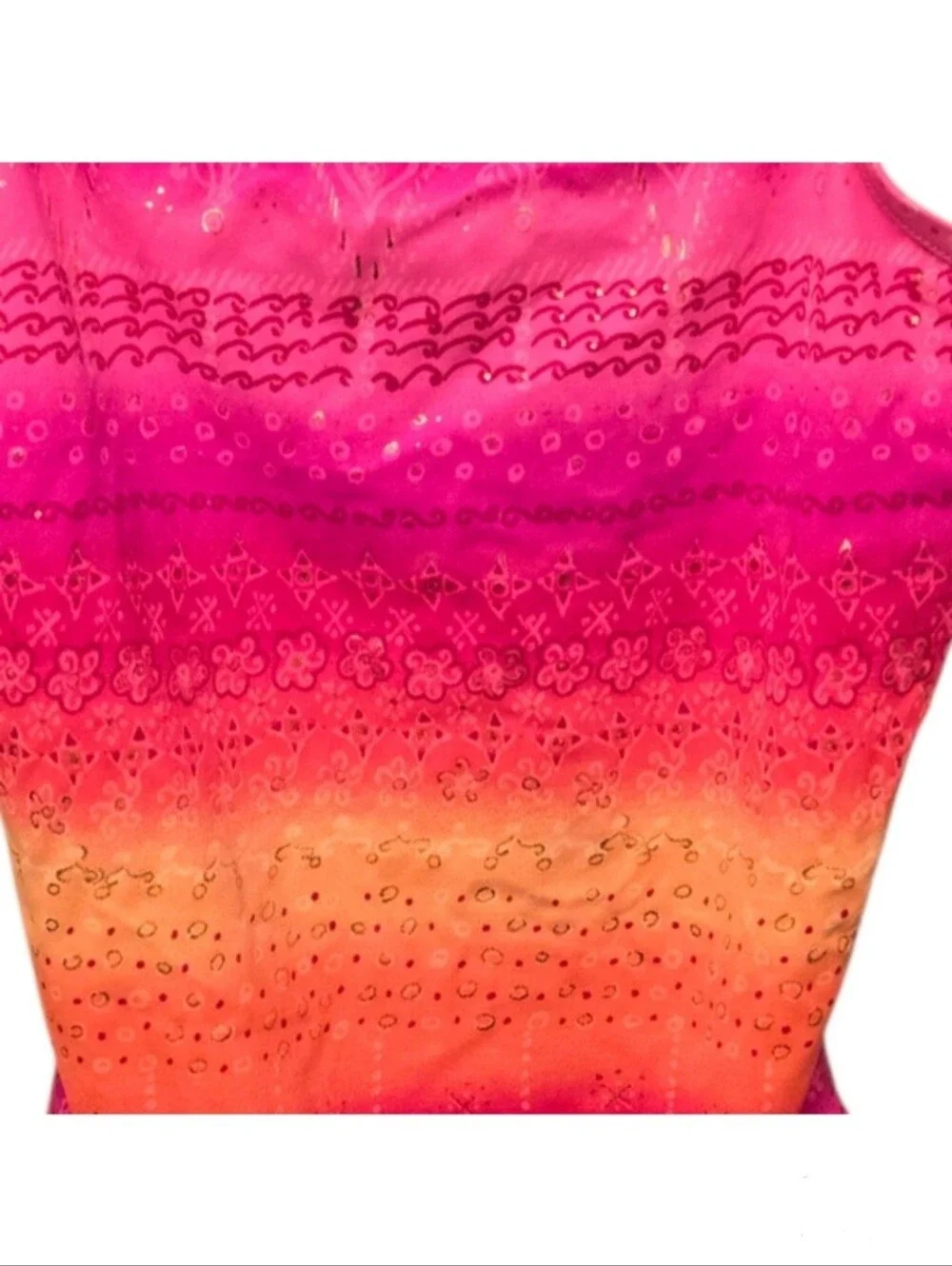 🧡 Bright Pink & Orange Shimmery One Piece Girls Swimsuit by Backflips (NWOT)